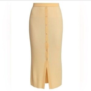 EUC NAADAM- Yellow Silk and Cashmere Knit Ribbed Skirt. Size L